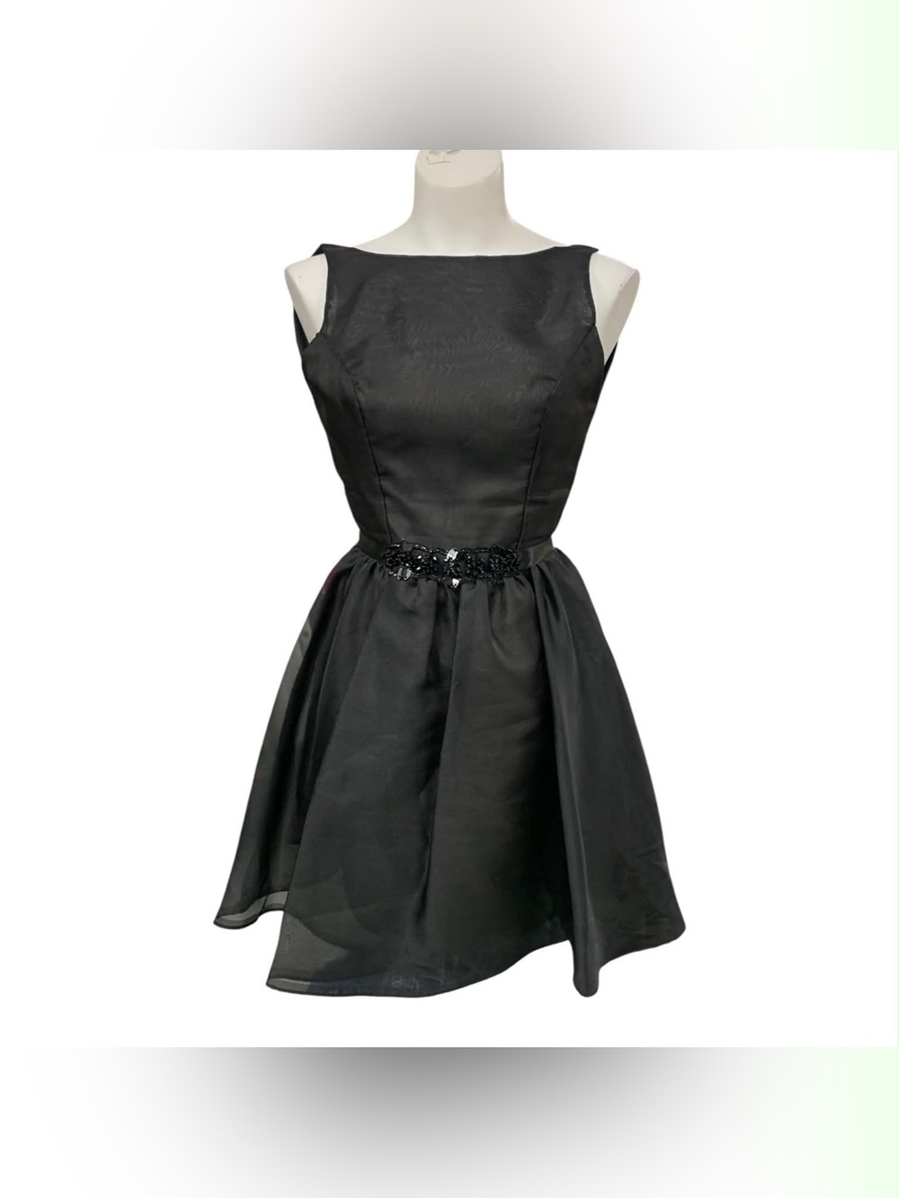 Noir By Lazaro Classic Black Sleeveless Cocktail Dress with Beaded Waist Size S